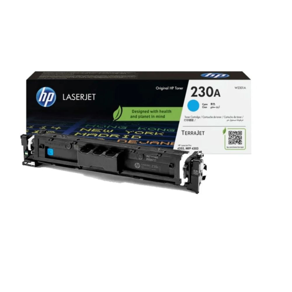 Tóner HP 230A, compatible con Pro 4203, Mfp 4303, rendimiento 1,800 páginas, cyan W2301A